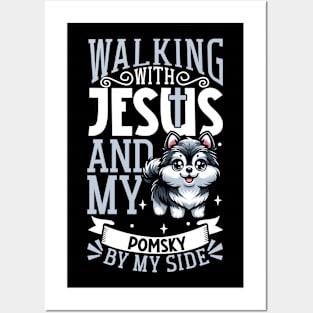 Jesus and dog - Pomsky Posters and Art